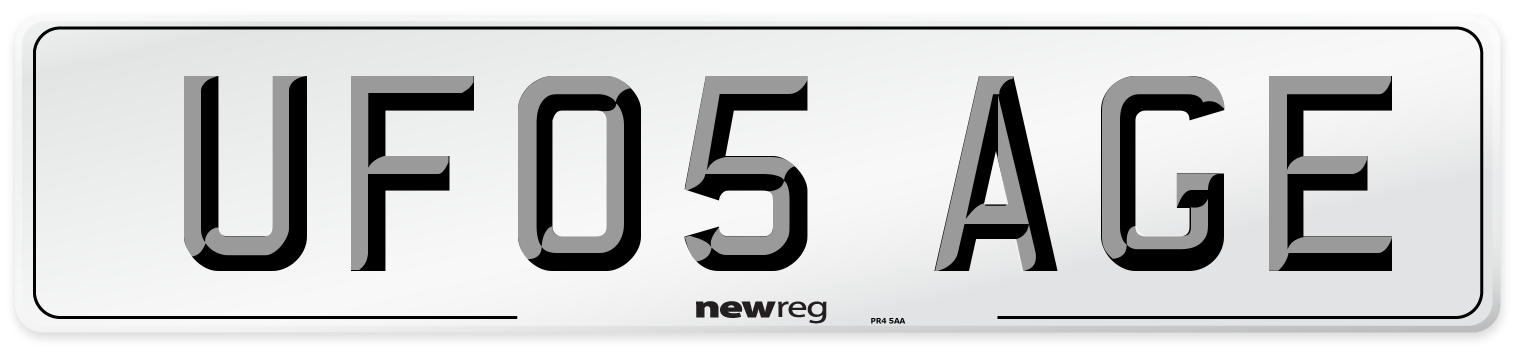 UF05 AGE Number Plate from New Reg